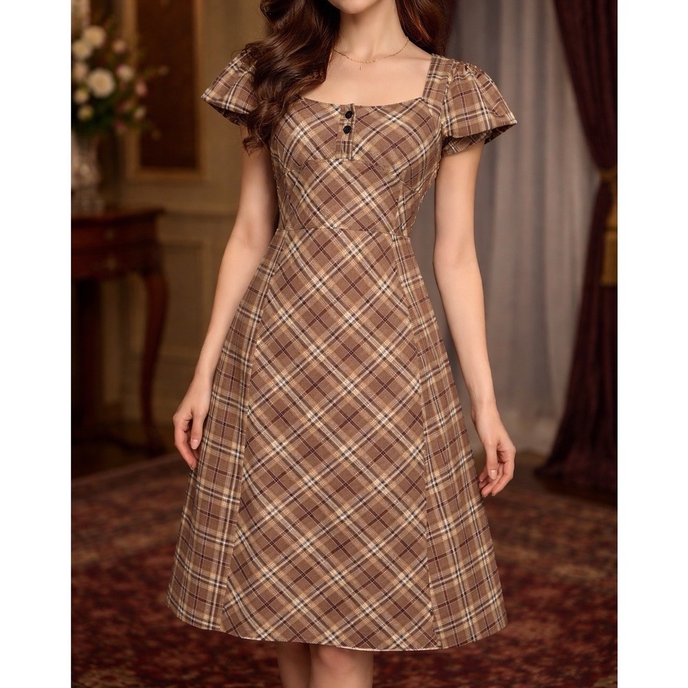 Maeve Sz 4 Fully Lined Cotton Dress Preppy Cottagecore Bohemian Silhouette Twee